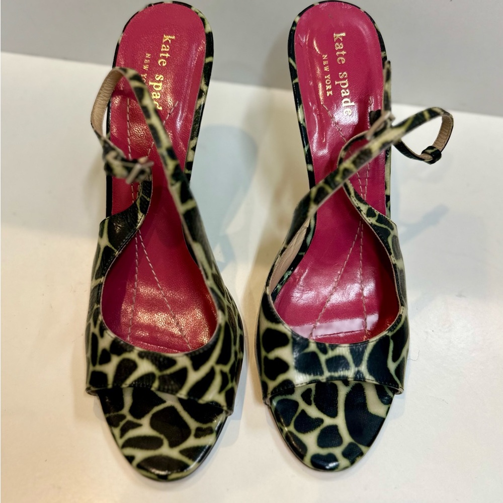 Kate Spade Black and Cream Patterned Heels